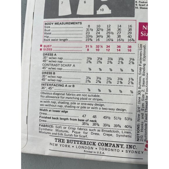 Butterick 5448 Dress Sewing Pattern Size 10 Sleeveless Short Sleeves VTG 1960s - Picture 4 of 6